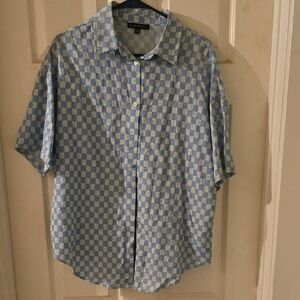 #119 Blue Blush Blue and White Checkered Casual Button Down Shirt